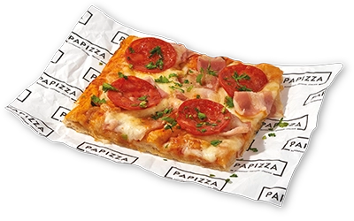 Porcion con masa artesana ligera, crujiente y digestiva, con más de 72h de fermentación, con salsa de tomate, mozarrella , Jamon Cocido , Chorizo Picante y Bacon.